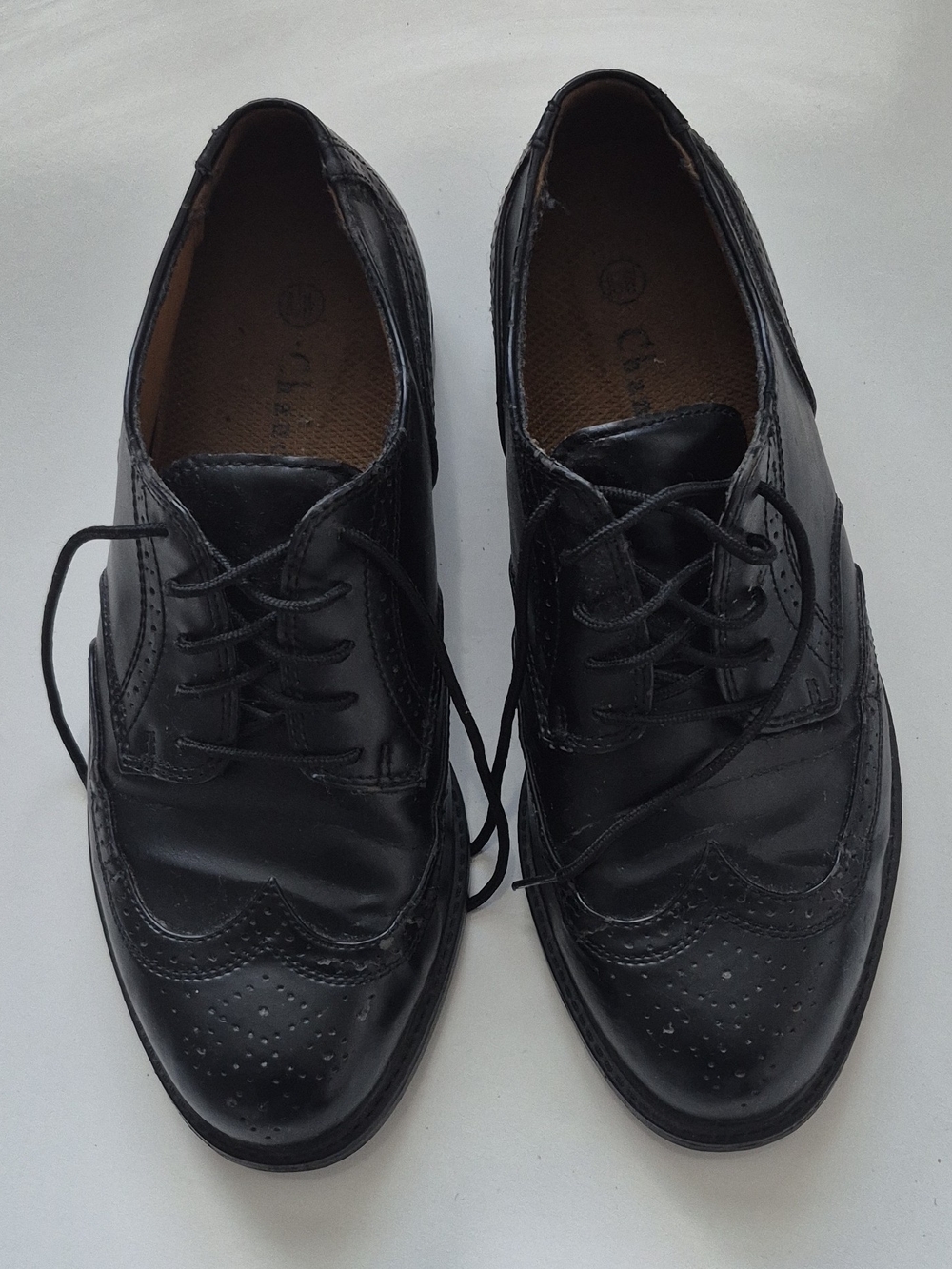 Chancellor Men's Black Leather Oxford Dress Shoes Wingtip Brogue Lace-Up size8.5